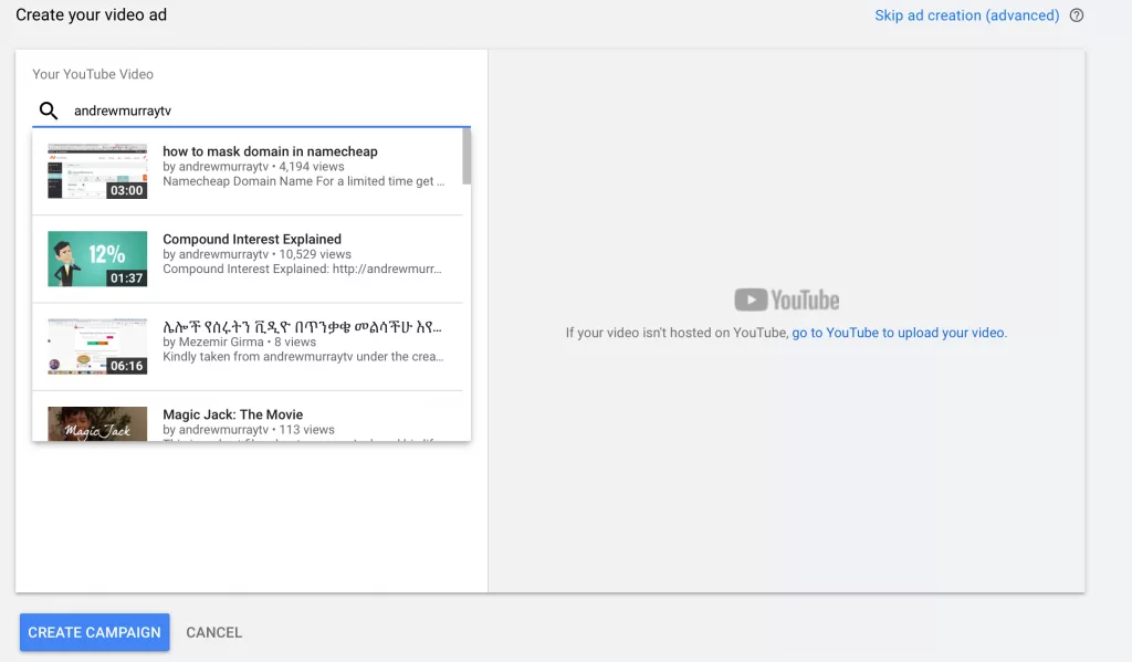 setting up your ad creative